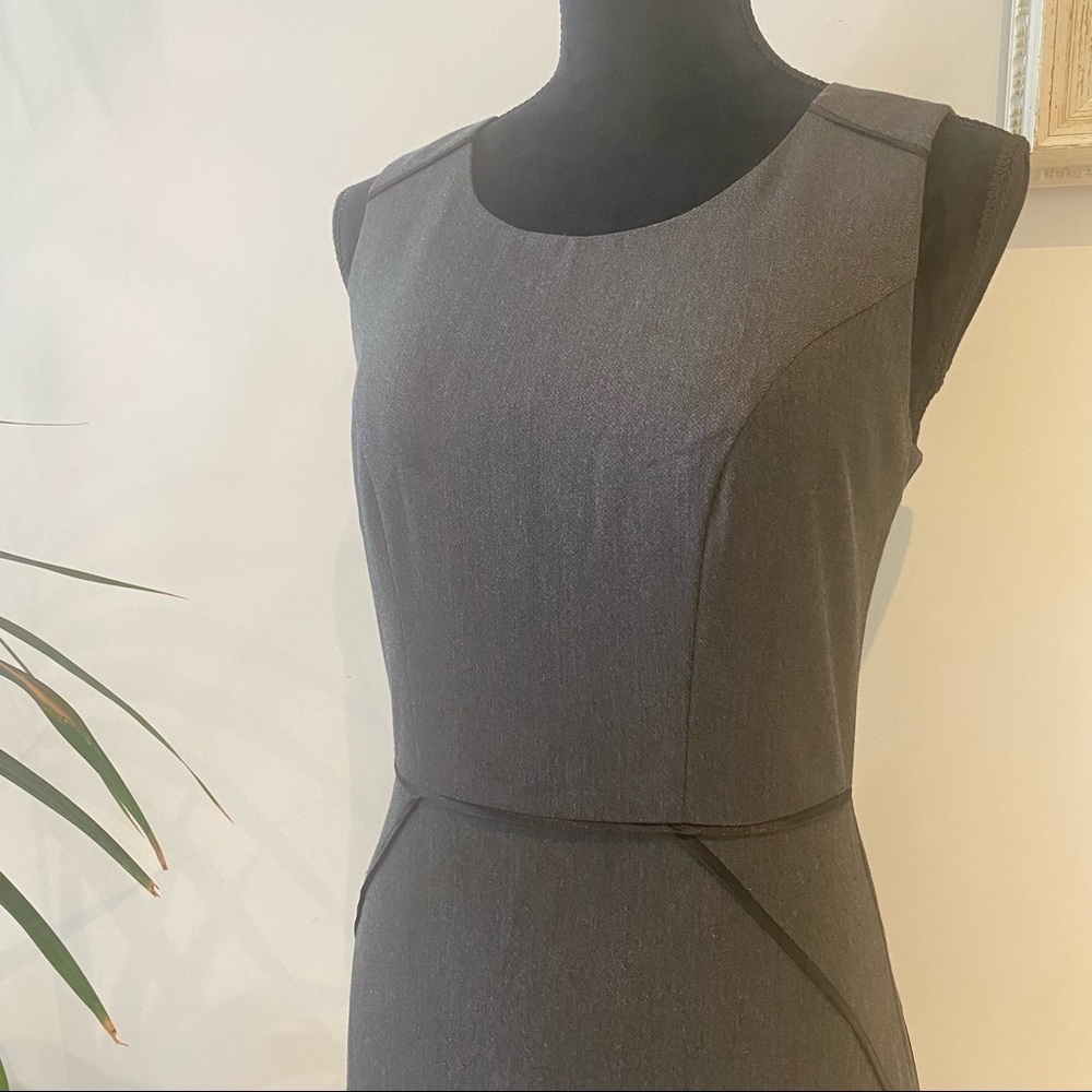 PORTMANS Corporate Midi Dress Grey Contrast Black Trim Workwear Office Size 8 - Picture 4 of 11